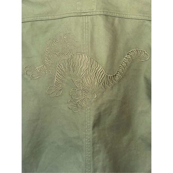 ZADIG & VOLTAIRE Green Military Lace Up Shift Dress With Embroidered Tiger - Picture 8 of 13